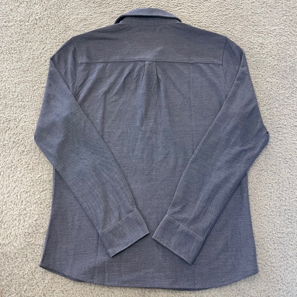 Unbound Merino Wool Blend Shirt Mens Medium Blue Long Sleeve Button Up Stretch - Picture 5 of 11